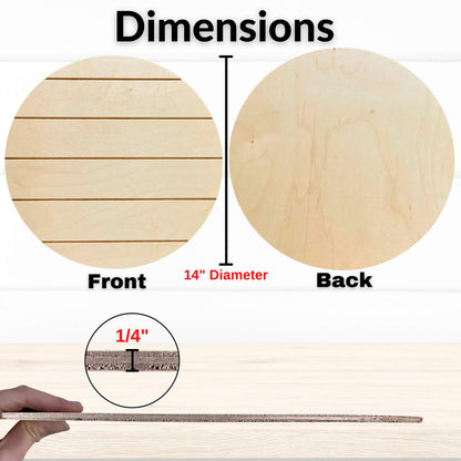 Unfinished Wood Rounds for Crafts - 2 Pack of 14 Inch Diameter Reversible Wood Circles with Real Wood Veneer that Will Not Warp, Wood Slices with Smooth Side and Embossed Shiplap Side by CADE + KAI