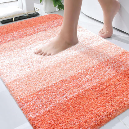 OLANLY Bathroom Rugs - Extra Soft Microfiber Mat with Rubber Backing | Quick Dry, Machine Washable, Coral 34x21