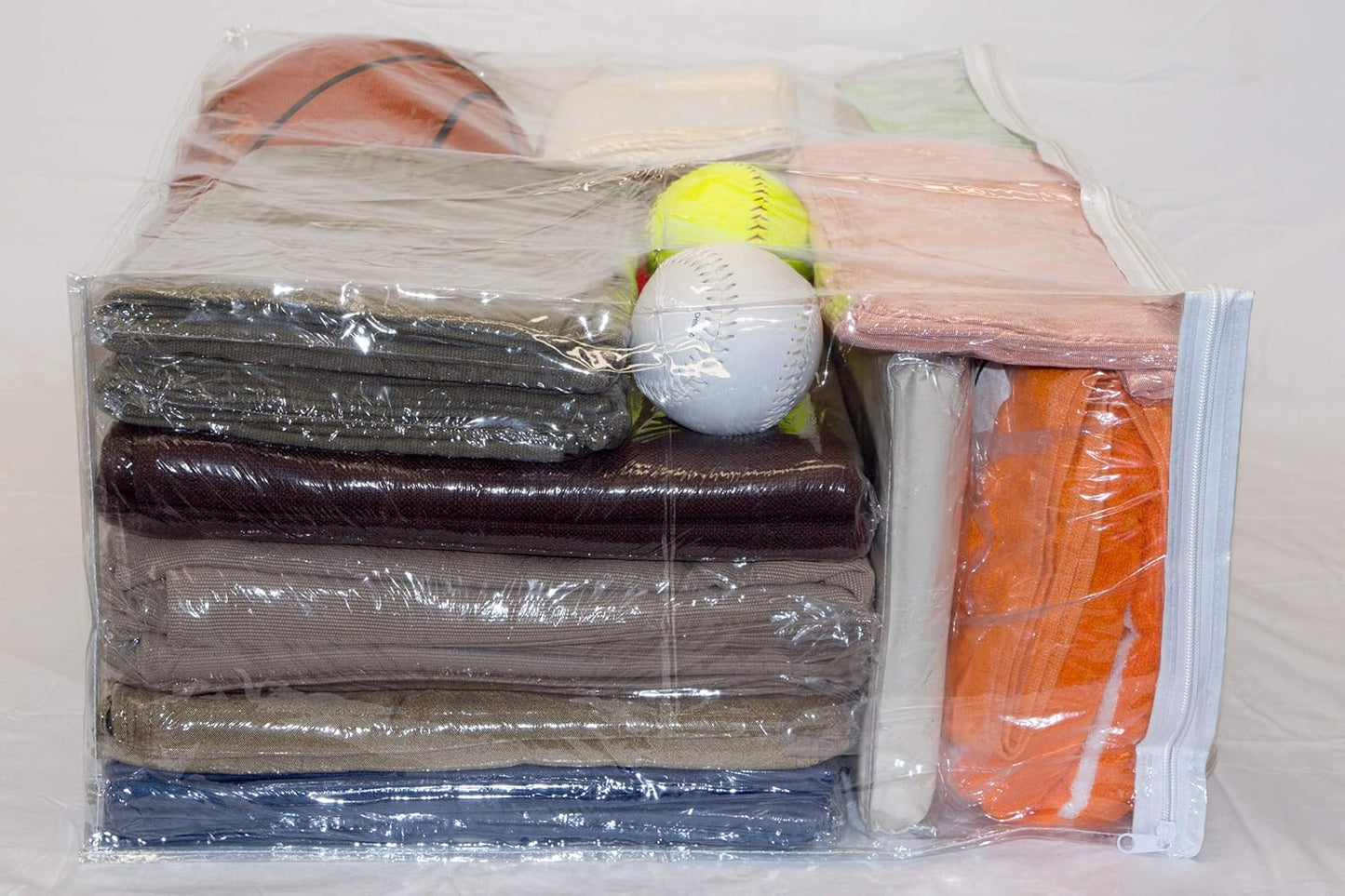 Set of 5 Clear Vinyl Zippered Storage Bags, 24 x 20 x 11 Inch