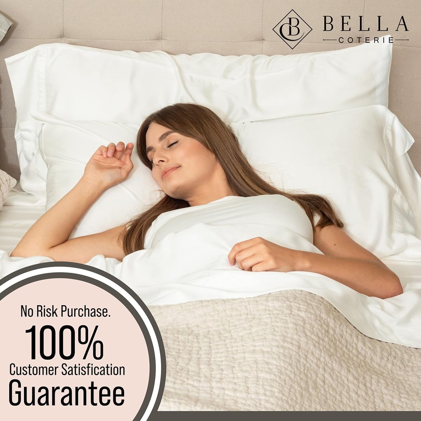 Bella Coterie Twin XL Bamboo Viscose Sheet Set - 100% Organic, Ultra Soft & Cooling | 18" Deep Pocket, White