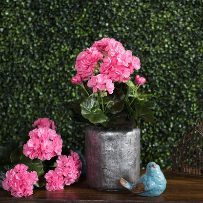 Vickerman Everyday Artificial Pink Geranium Bush 15.25" - Premium Faux Floral Decor for Weddings or Everyday