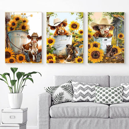 EWJRNSF 6 Pack 5D Diamond Painting Kits for Adults, Highland Cow Diamond Arts Kits Diamond Art Sets,Gem Painting by Number Kits for Adults Beginners Home Wall Decor 11.8x15.7 Inches