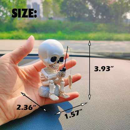 Starupway Funny Fishing Ornament Dashboard Decorations, Cute Car Accessories Interior Dashboard Decor, Swinging Fish Car Dash Decoration (Skeleton)