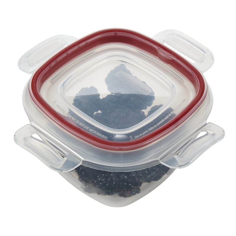 Rubbermaid Lock-Its Square Food Storage Container with Easy Find Lid, 2 Cup, Racer Red