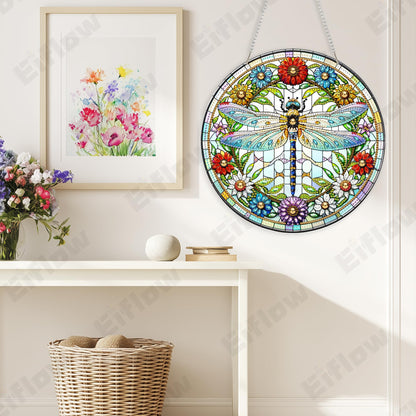 Eiflow Acrylic Diamond Art Hanging Kit for Adults, DIY Diamonds Painting Door Hanging Board Kit, Special Crystal Diamond Art Painting Pendant Ornament (Dragonfly)