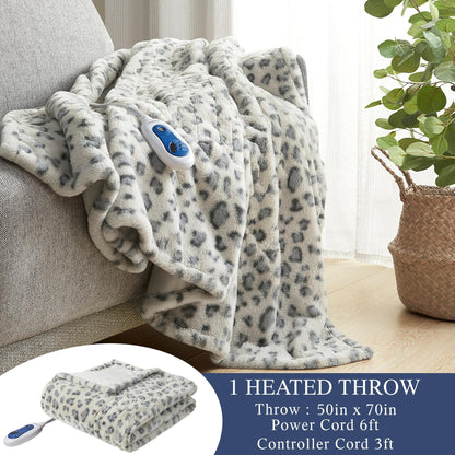 Beautyrest Zuri Reversible Faux Fur to Mink Electric Blanket, Auto Shut Off, Virtually Zero EMF, Multi Heat Setting, UL Certified, Machine Washable, Natural Marble Throw 50x70