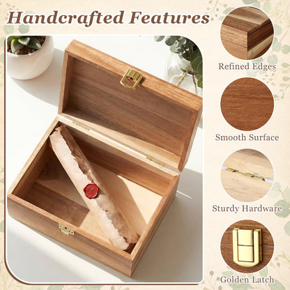 Novabright 3 Pack Wooden Keepsake Box, 3 Size Handmade Decorative Treasure Chest Box, Gift Ideas for Men & Women Jewelry Rings Storage(Brown,Acacia,Simple)