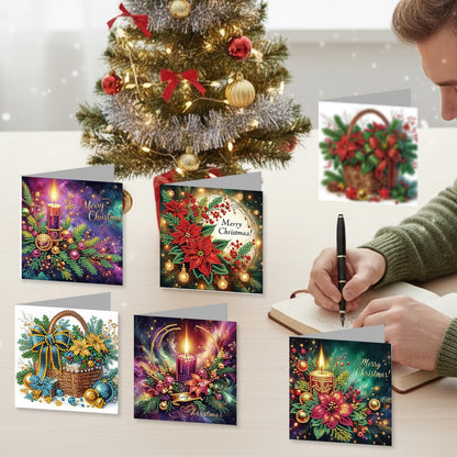 C'eitura 12 Pack Poinsettia Diamond Art Greeting Cards with Envelopes - 5D DIY Diamond Painting Card Kit for Christmas, Birthday, Mother's Day - Handmade All Occasion Stationery Gifts for Adults Beginner
