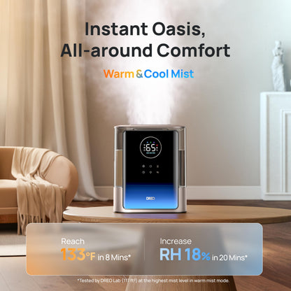 Dreo 8L Smart Humidifier Large Room 600ft², HM717S, 80H Runtime Supersized Warm and Cool Mist Humidifiers for Bedroom Baby, 28dB Quiet Air Humidifier for Plants Indoor, Home, Whole House, Silver