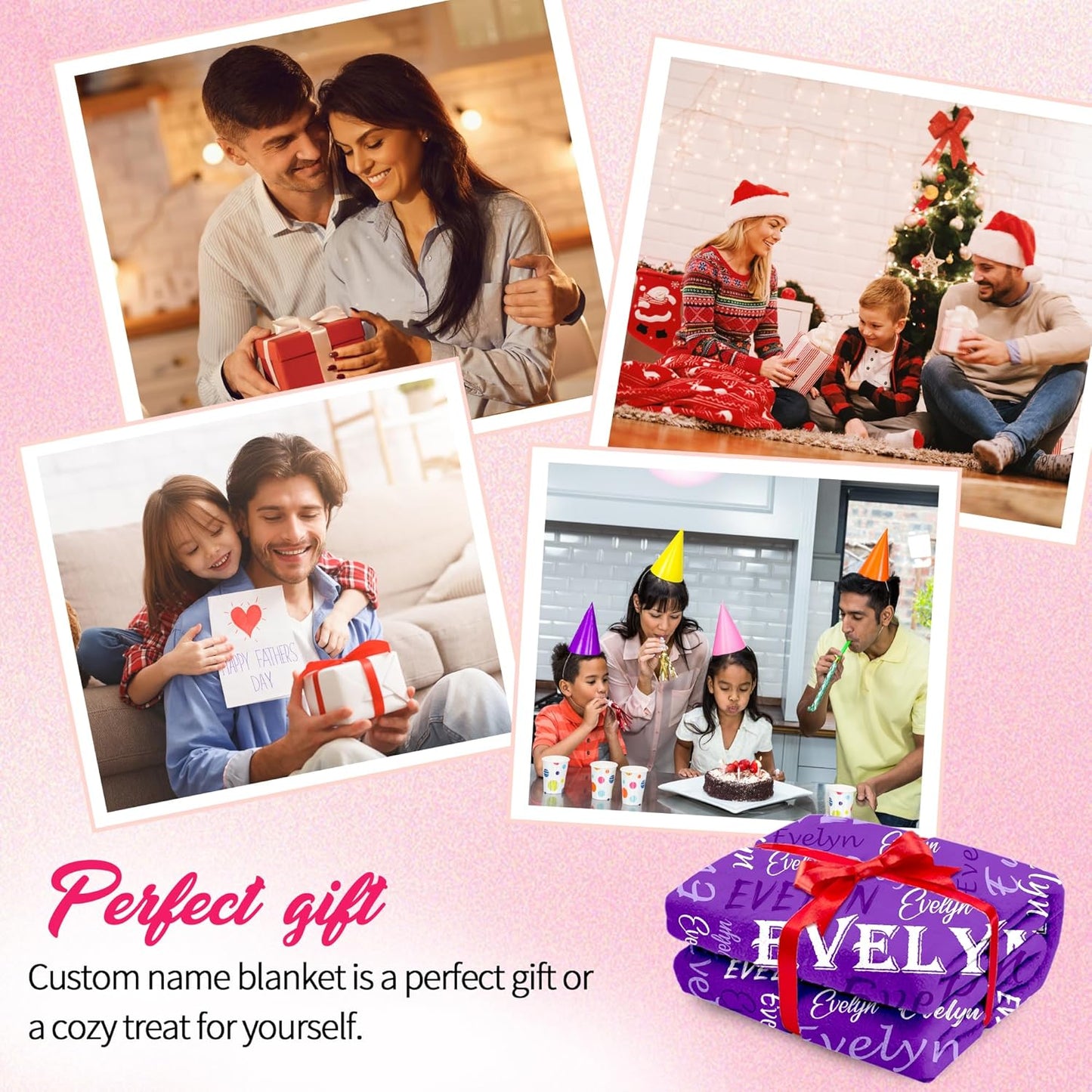 Personalized Custom Purple Theme Light Soft Flannel Fleece Throw Blanket with Name for Men, Women, Boys, Girls, Kids