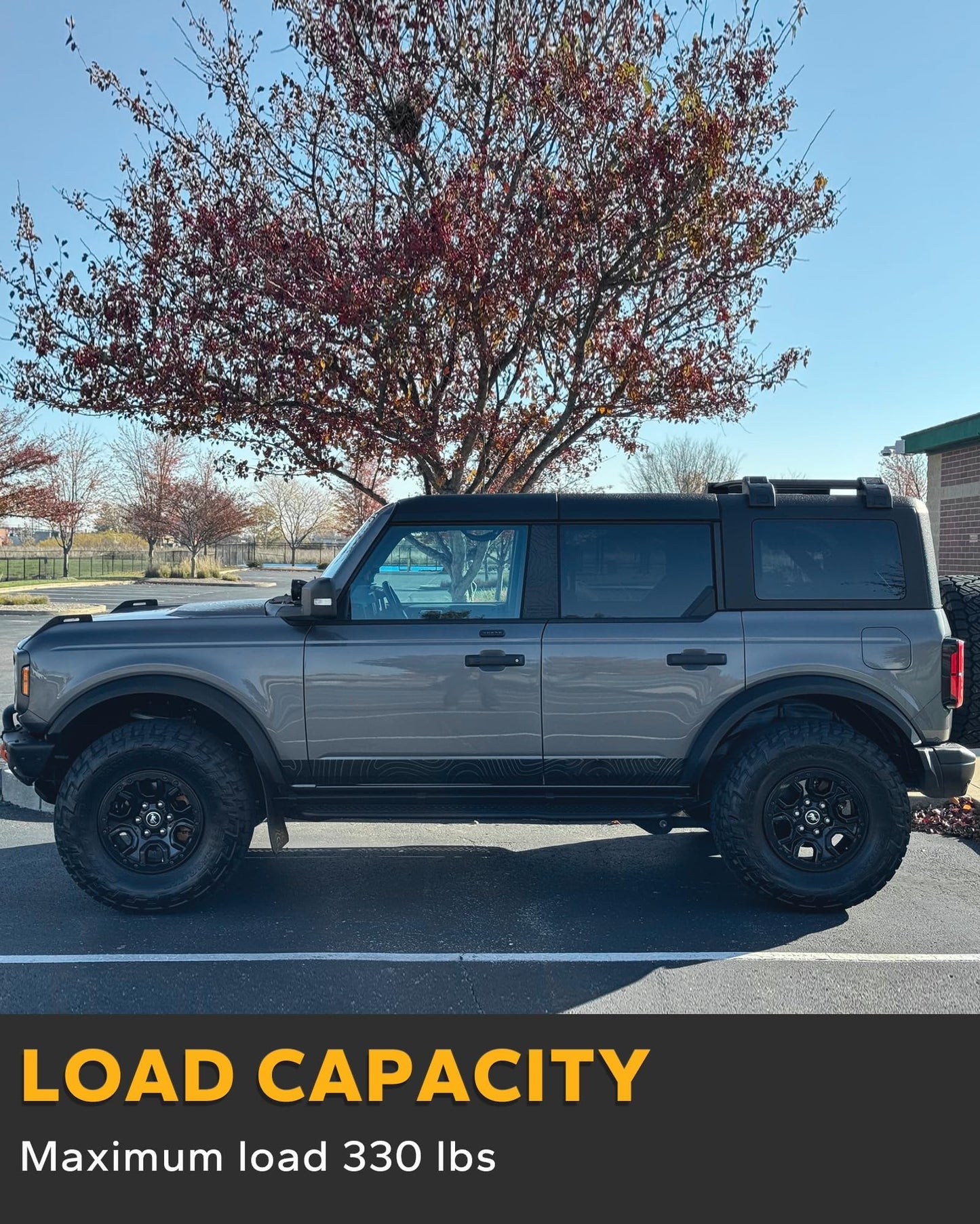 Broaddict Half Short Roof Rack Cross Bars Fit for 2021-2025 2026 Ford Bronco 4-Door Hard Top, Aluminum Side Rail Luggage Carrier, for Kayak, Bike, Snowboard Low Profile Bronco Storage Accessories