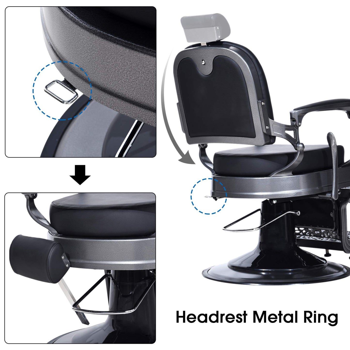 BarberPub Heavy Duty Vintage Barber Chair All Purpose Hydraulic Recline Salon Beauty Spa Equipment 3850 (Black)
