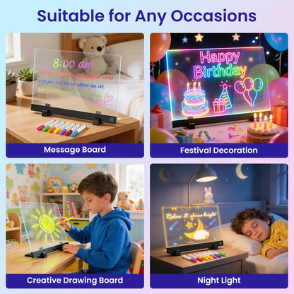 16 Inch LED Drawing Board for Kids - Light Up Doodle Board with 7 Colors Glow Effect, Dry Erase Drawing Tablet with Stand & Tracing Book, Birthday Gifts for Girls Boys Ages 4-12