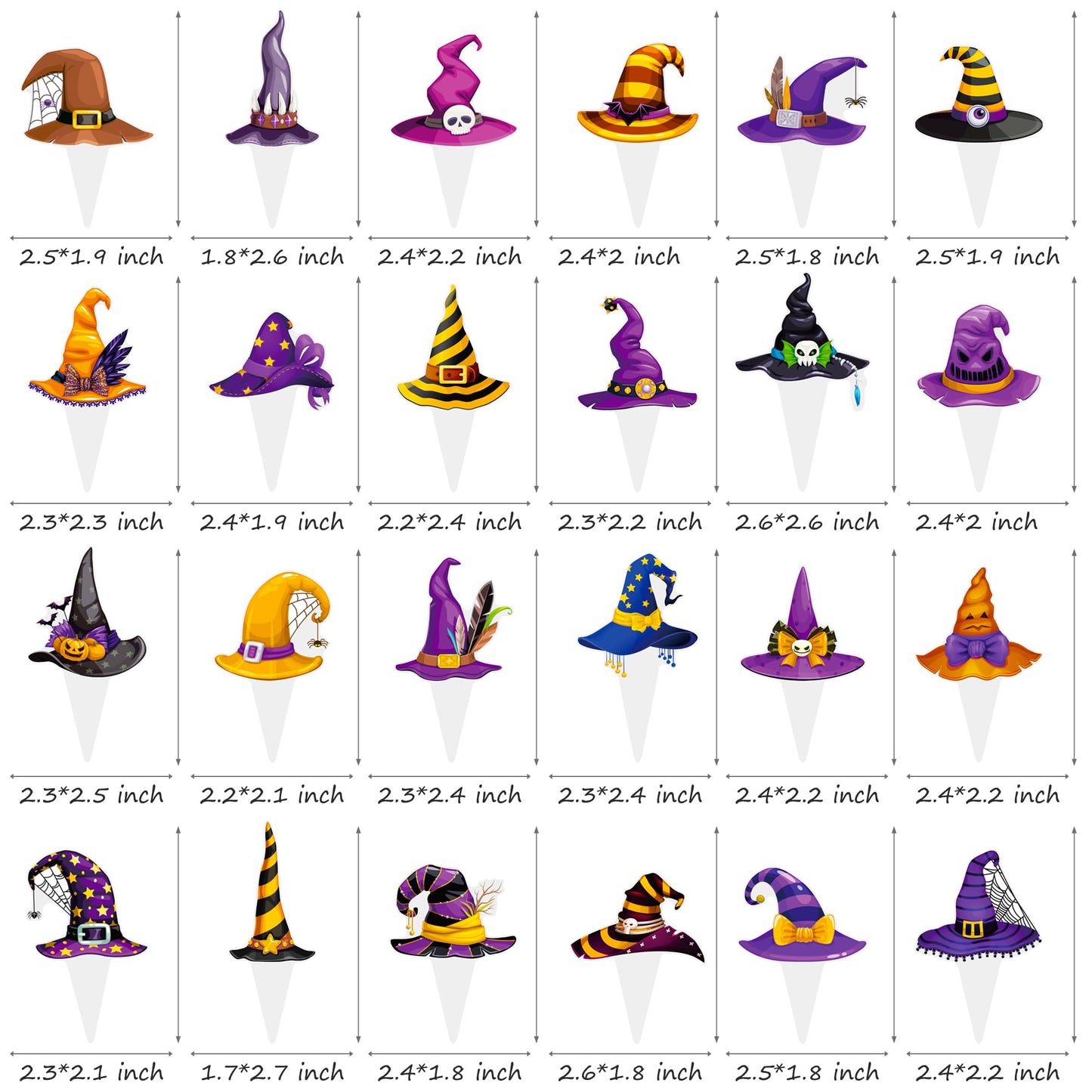Witch Hat Cupcake Topper Halloween Horror Theme Decorations 48PCS Halloween Witch Hat Cupcake Picks Decor for Boys Girls Birthday Baby Shower Party Supplies