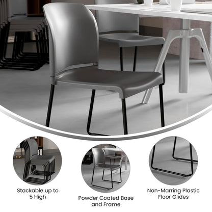 Flash Furniture Hercules Series Contoured Stacking Chairs for Waiting Rooms and Offices, Ergonomic Lobby Chairs with Curved Back, Set of 5, Gray