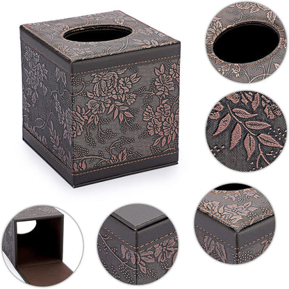 Sumnacon Square Leather Tissue Box Cover - Stylish Cube Tissue Box Holder with Magnetic Bottom, Decorative PU Tissue