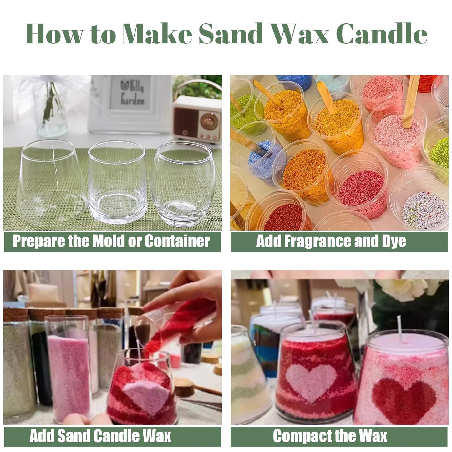 CoolCrafts Sand Wax Candle with Wicks 2 LB Pearled Sand Candle Bulk for Candle Making, Wedding Decor, Crafts - Light Blue