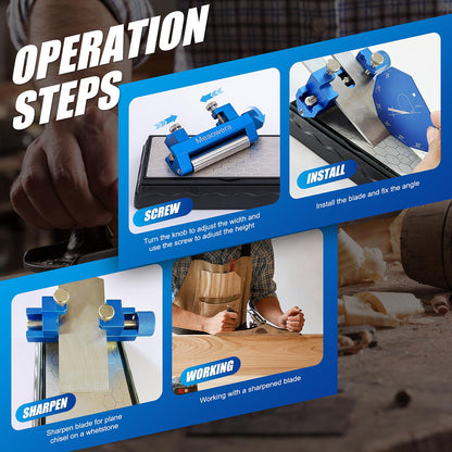 Chisel Sharpening Kit with Adjustable Honing Guide – Wood Chisel Sharpener for Chisels and Planer Blades – Precision Angle Control – No Sharpening Stone Included