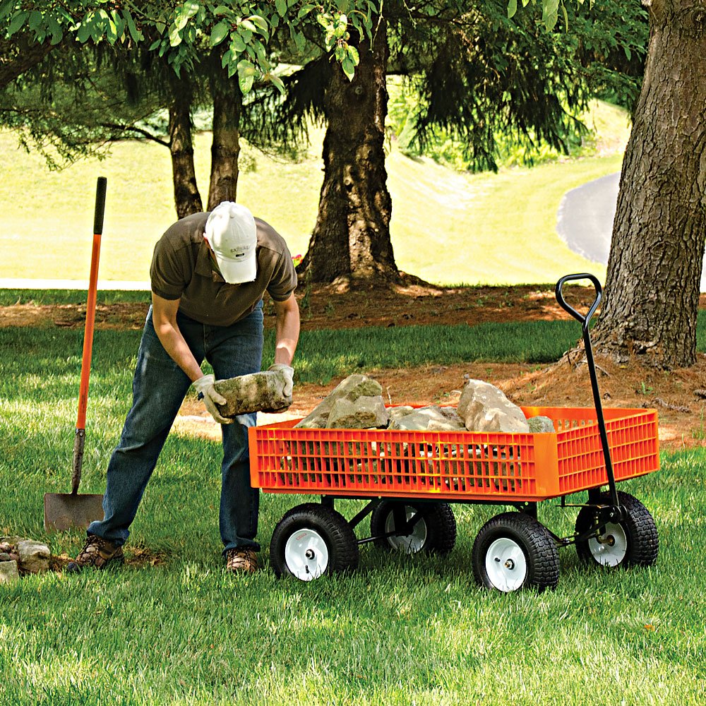 A.M. Leonard Orange Utility Wagon with Flat-Free Tires - 30 x 46 x 7.5 Inch Tray