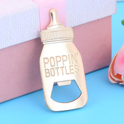24 Packaging 24pcs) pcs Baby Shower Return Gifts for Guest Supplies Poppin Baby Bottle Shaped Bottle Opener Wedding