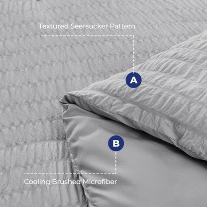 HYMOKEGE Queen Comforter Set - Lightweight 3-Piece Bedding Set with Soft Down Alternative - Light Grey