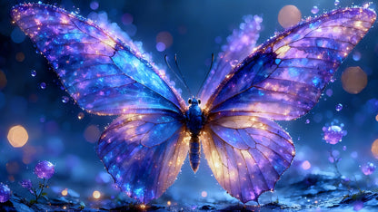 Gikboup Butterfly Diamond Art Kits Magical 5D Full Round Drill Diamond Painting for Adults Beginners, Perfect Relaxing Gift DIY Gem Art for Home Wall Decor 16"x12".