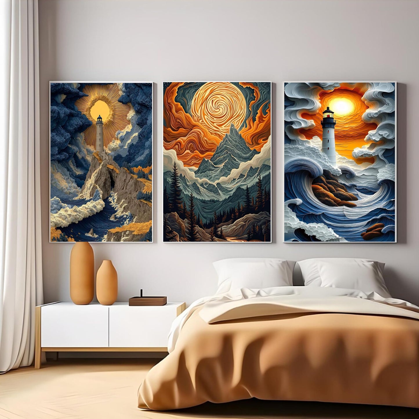 Yijingtop 6 Packs Abstract Landscape Diamond Art Kits for Adults,5D DIY Paint with Round Full Drill Diamonds Paintings Gem Art Kits for Home Wall Decor Gift (12X16 Inch)