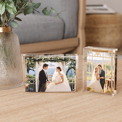 Egofine 5x7 Acrylic Frames 6 Pack, 20mm Thicker Frameless Clear Picture Frames, Double Sided Magnetic Picture Frames, Free Standing Desktop Display