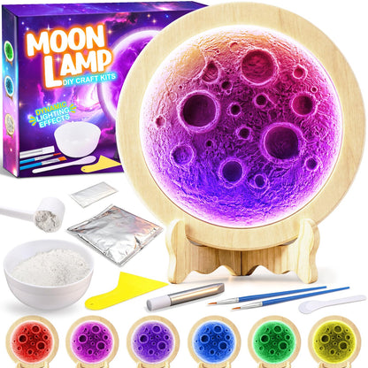 HCHILDHOOD DIY Moon Lamp Night Light Kit, Make Your Own Moon Lamp with Colourful RGB Light Arts and Crafts for Kids Ages 3-12, Creative Activity Birthday Gifts for 3-12 Year Olds Boys Girls