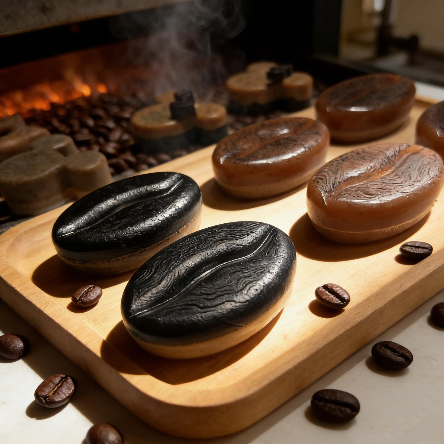 DIY Coffee Soap Making Kit for Beginners, Complete Handmade Craft Set with Coffeebean Molds, Soap Base, Foaming Agent, Sweet Almond Oil, Coffee Fragrance, Gift Ready