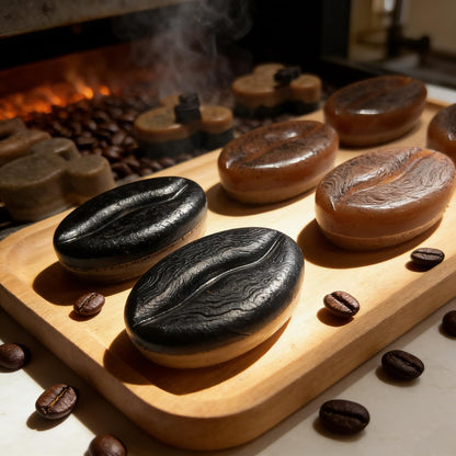 DIY Coffee Soap Making Kit for Beginners, Complete Handmade Craft Set with Coffeebean Molds, Soap Base, Foaming Agent, Sweet Almond Oil, Coffee Fragrance, Gift Ready