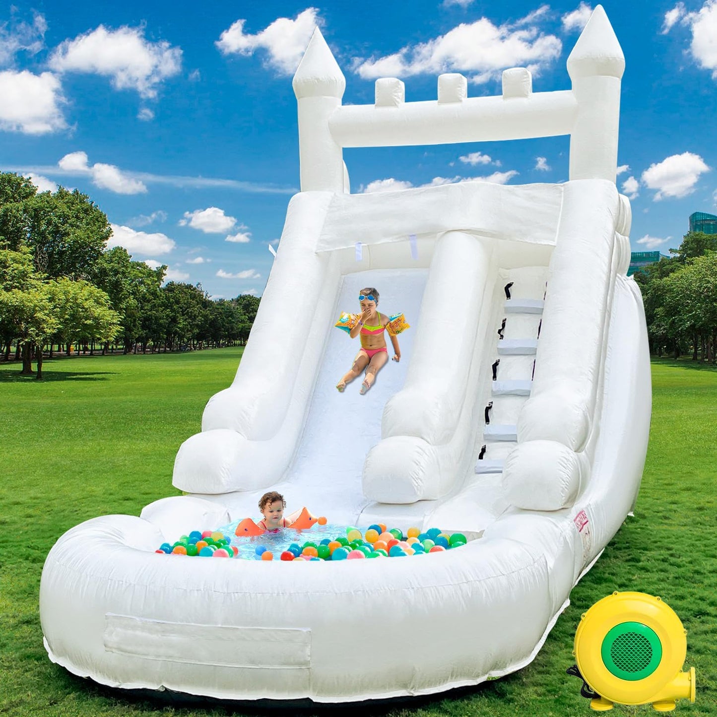 iLink-outer Inflatable Commercial Grade Water Slide with Water Tube and Blower for Kids Age 21 x 12 x 9 FT Wet and Dry Huge PVC Pool for Summer Party
