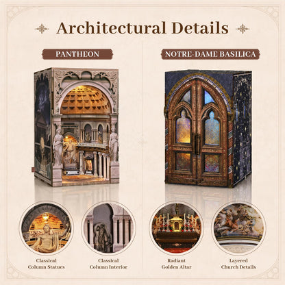 MiniCity 2 Pack Book Nook Kit - DIY Miniature House Kit for Adults, Teens, and Kids, 3D Wooden Puzzles with LED Light, Dollhouse Craft Kit for Family and Friends, Great Gift Idea