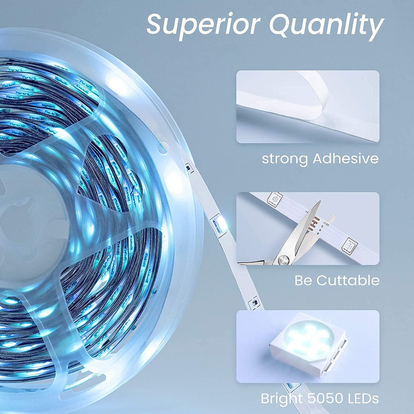 GUPUP Smart WiFi LED Strip Lights 50ft, Compatible with Alexa & Google Assistant, Color Changing, Music Sync, Voice Control, App & Remote Controlled Indoor Lighting for Bedroom, Party, Home