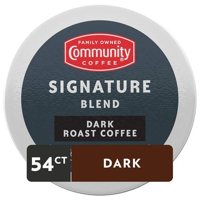 Community Coffee Signature Blend 54 Count Coffee Pods, Dark Roast, Compatible with Keurig 2.0 K-Cup Brewers, Box of 54 Pods