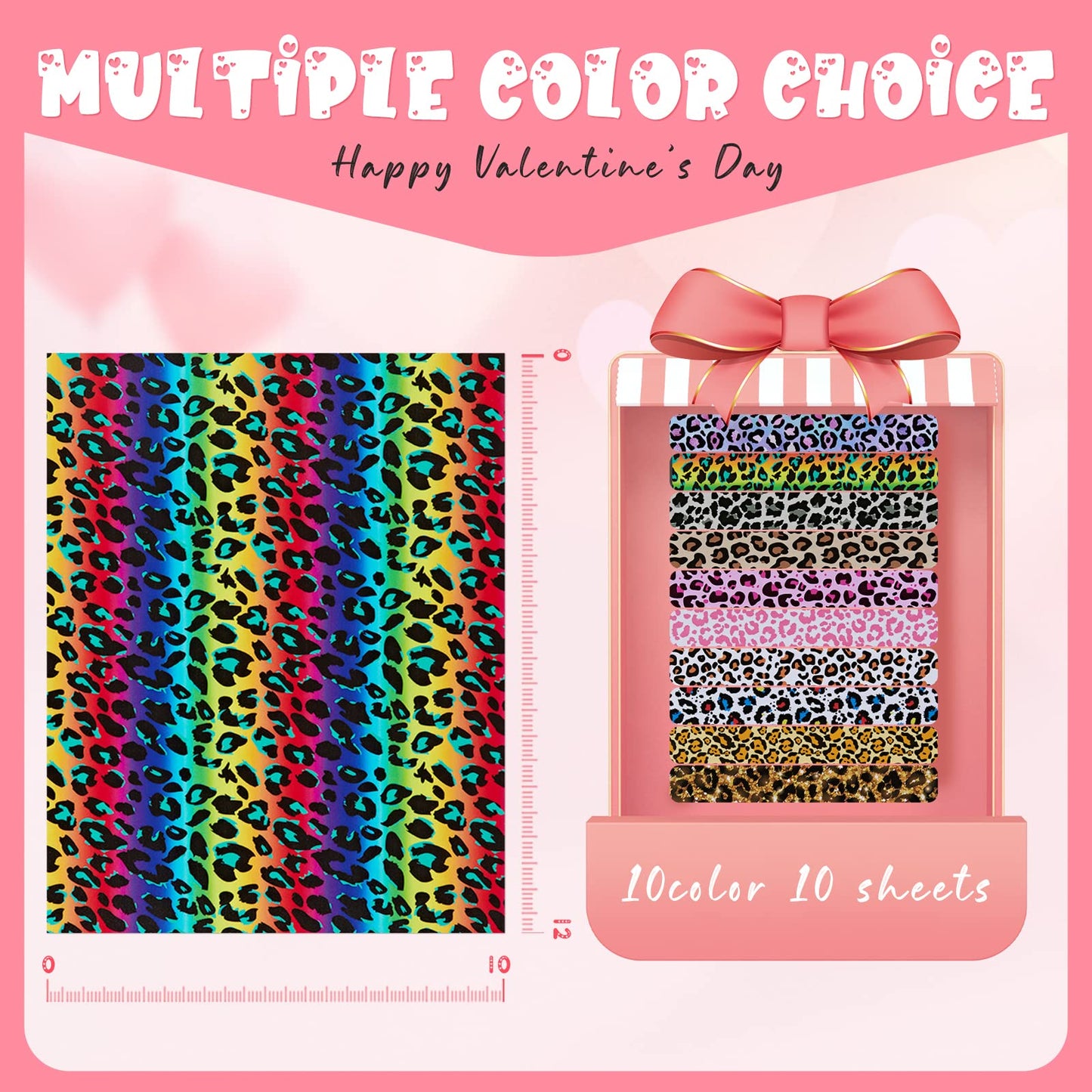Tintnut Permanent Vinyl - 10 Sheets 12"x10", Rainbow Leopard Permanent Adhesive Vinyl Sheets, Cheetah Patterned Permanent Adhesive Vinyl for Cutting Machine,Home Decor Self Sticker
