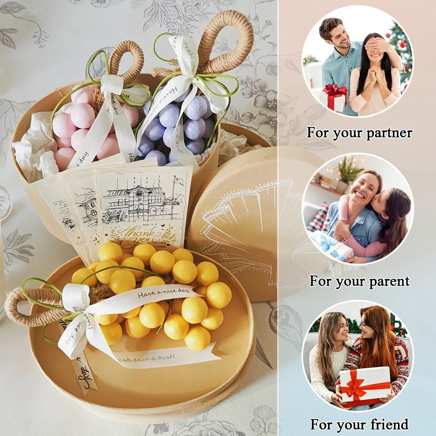 Morofme Grape Soaps Molds Grape Shape Mold Fruits DIY Soap Making Kit Grapes Decorations Moulds Grapes Vine Soaps Molds for Handmade Soap Crafting Craftwork (Without Soap)