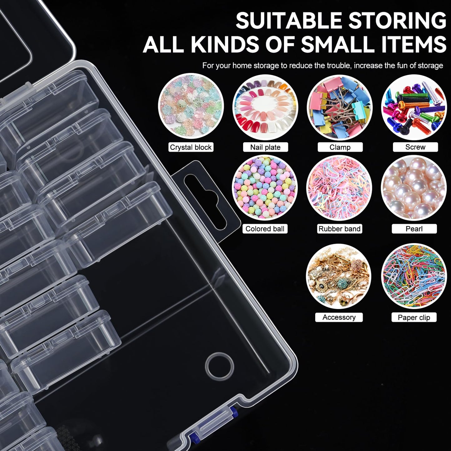 DILIBRA Bead Organizer Box, 138Pcs Small Bead Organizers and Storage Plastic Cases, Mini Clear Storage Containers Boxes with Hinged Lid for Diamond Painting Accessories Seed Jewelry DIY Craft