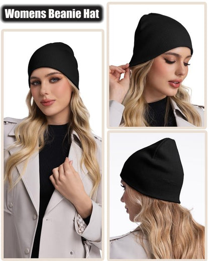choshion 100% Cotton Beanie Hat, Cuffless Beanies Warm Knit Winter Skull Cap, Unisex Soft Fisherman Hats for Women Men