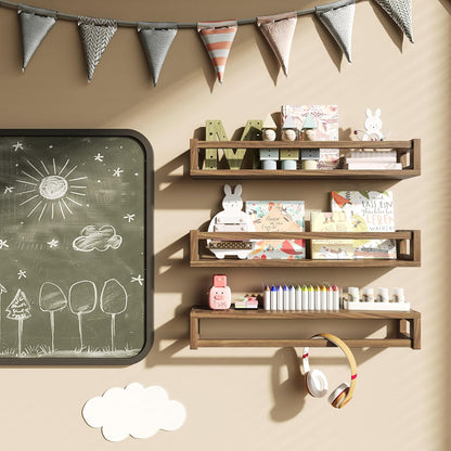 24 Inch TidyCorner Upgraded Thick Floating Shelves - Multi-Use Wall-Mounted Bookshelves for Kids and Nursery, Ideal