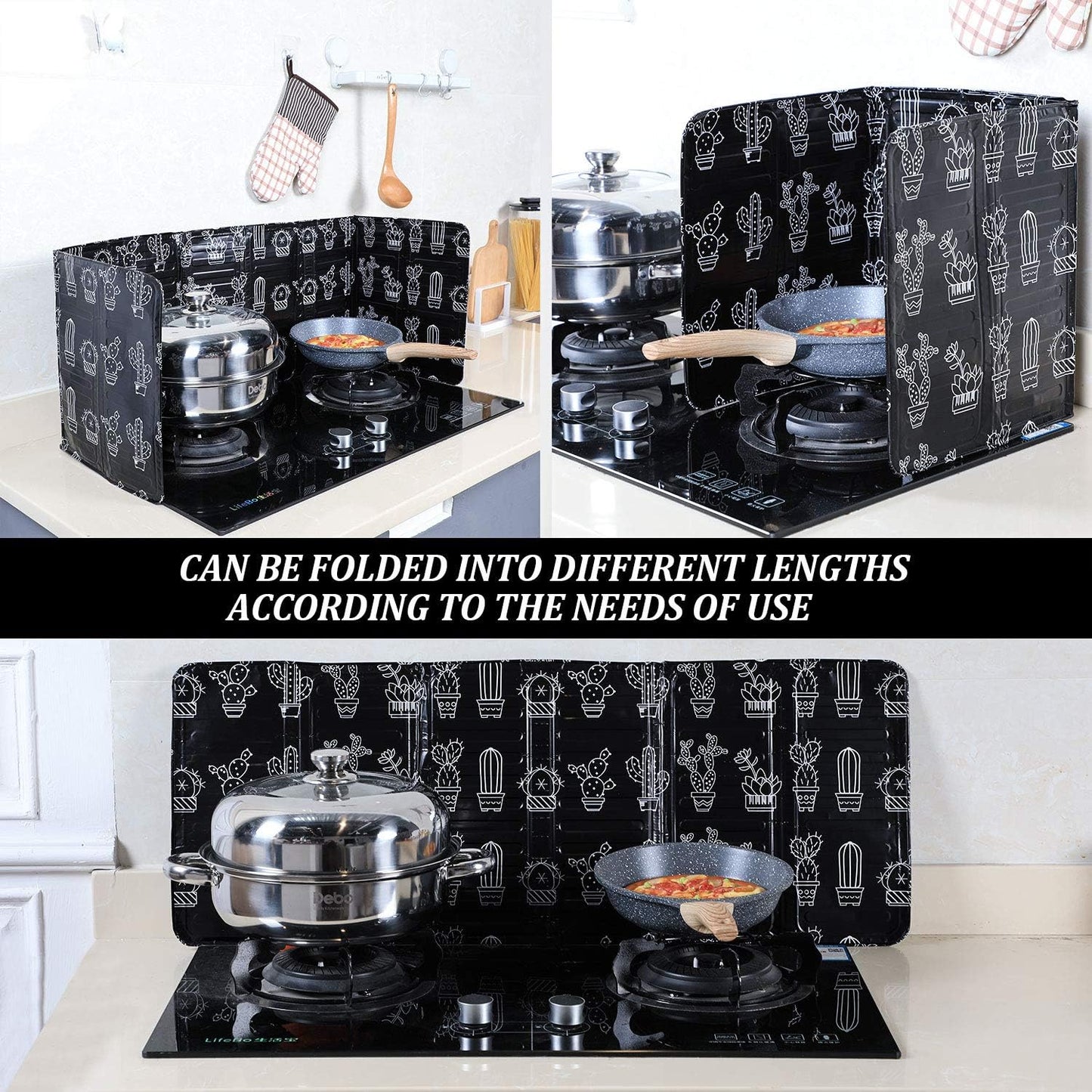 2 Pcs 3 Sided Foldable Grease Splatter Guard, Aluminum Foil Splash Screen for Frying Pan Cooking