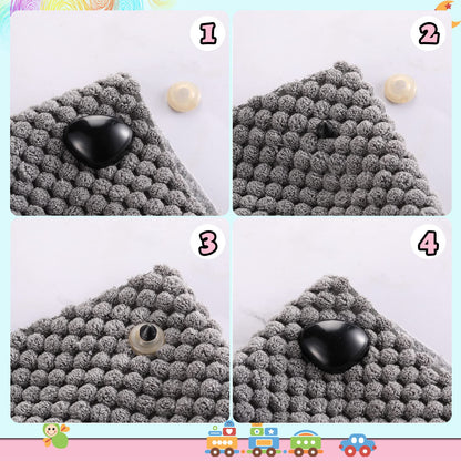 L-Lweik 360 Pcs Large Plastic Safety Eyes and Noses 12-30mm Assorted Sizes with Washers for Crochet Big Stuffed Animals Needle Felting Crafts Dolls DIY, Black