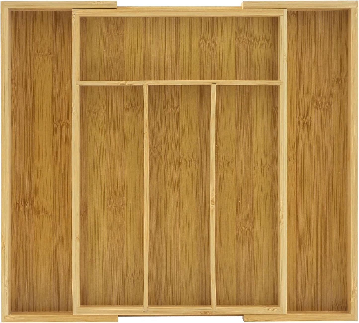 JoyJolt Bamboo Expandable Drawer Organizer for Kitchen Utensils, Adjustable Cutlery Tray with 4-6 Slots