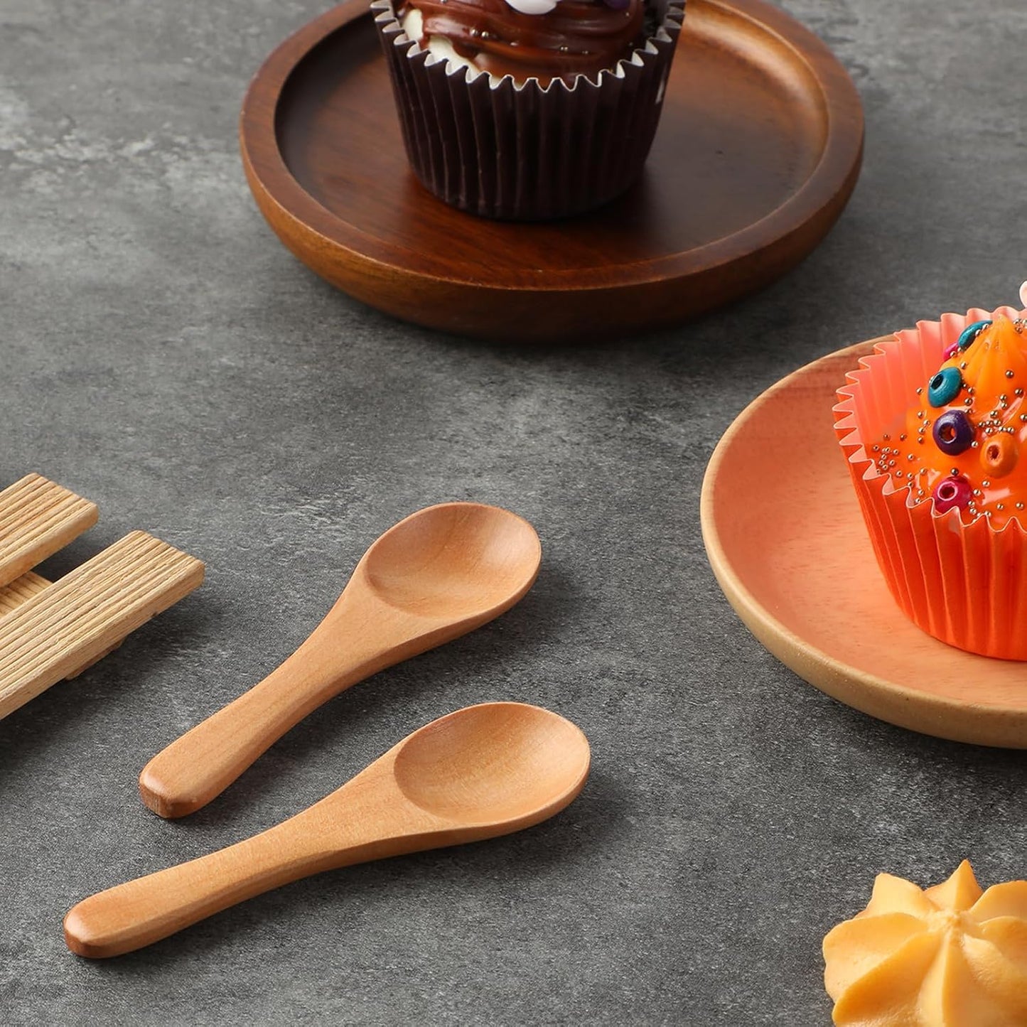 6 Pcs Small Wooden Spoons, 3.7 Inch Tiny Spoons for Spices, Mini Wooden Condiment Spoons for Sauces, Salt, Sugar