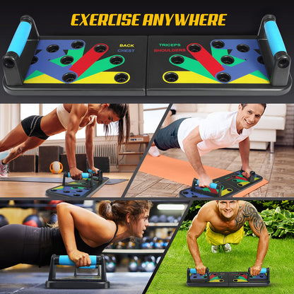 Solid Push Up Board 15 in 1 Home Workout Equipment Multi-Functional Pushup Stands System Fitness Floor Chest Muscle Exercise Professional Equipment Burn Fat Strength Training Arm Men & Women Weights