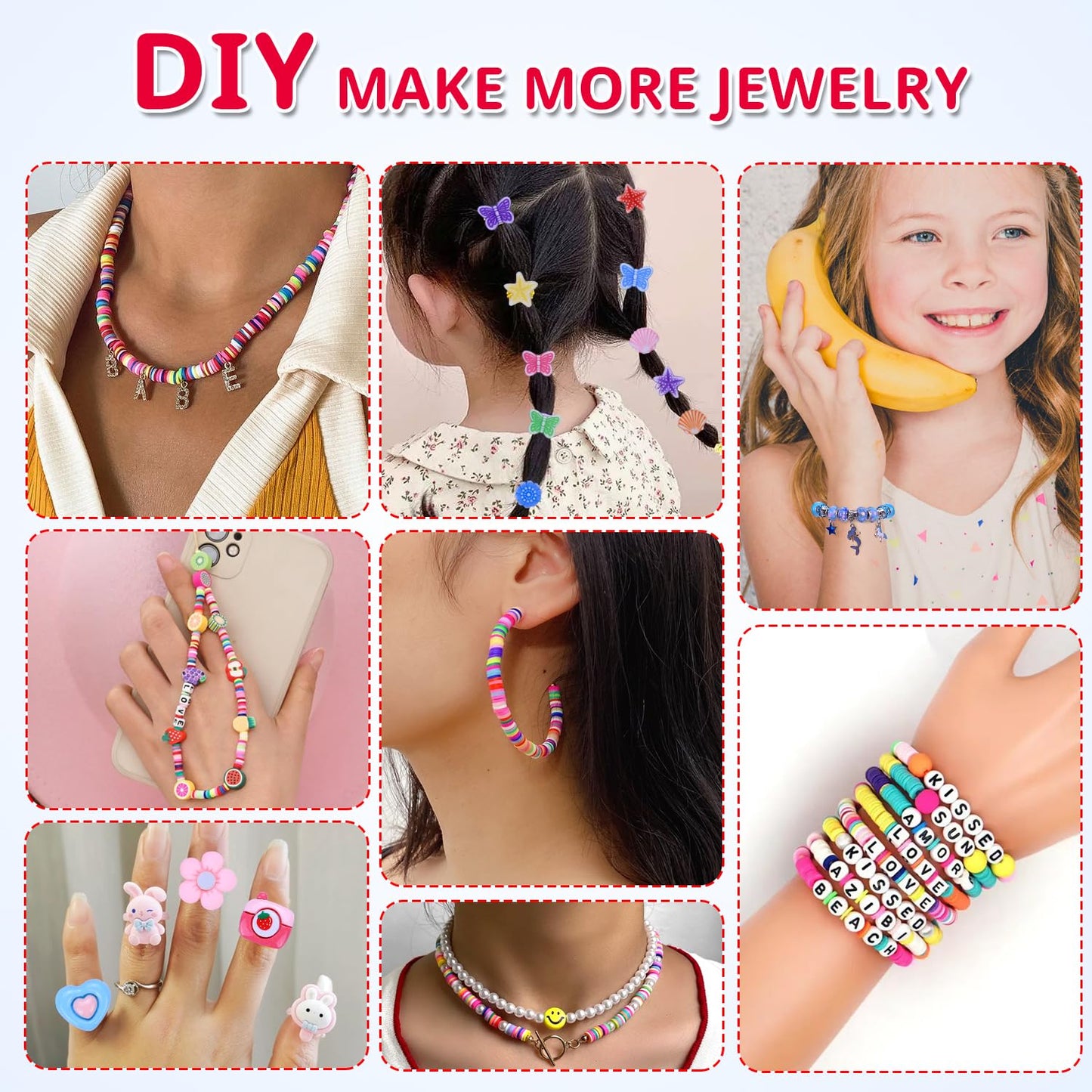 AIPRIDY 3200 Pieces Girls Toys Bracelet Making Kit, Unicorn/Mermaid Clay Beads Jewelry Activity Kit, DIY Crafts Birthday Christmas Gifts for Girls Ages 5 6 7 8 9 10 11 12 Years Old (Light Pink)