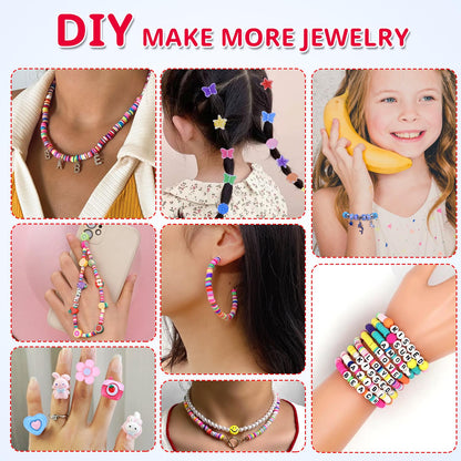 AIPRIDY 3200 Pieces Girls Toys Bracelet Making Kit, Unicorn/Mermaid Clay Beads Jewelry Activity Kit, DIY Crafts Birthday Christmas Gifts for Girls Ages 5 6 7 8 9 10 11 12 Years Old (Light Pink)
