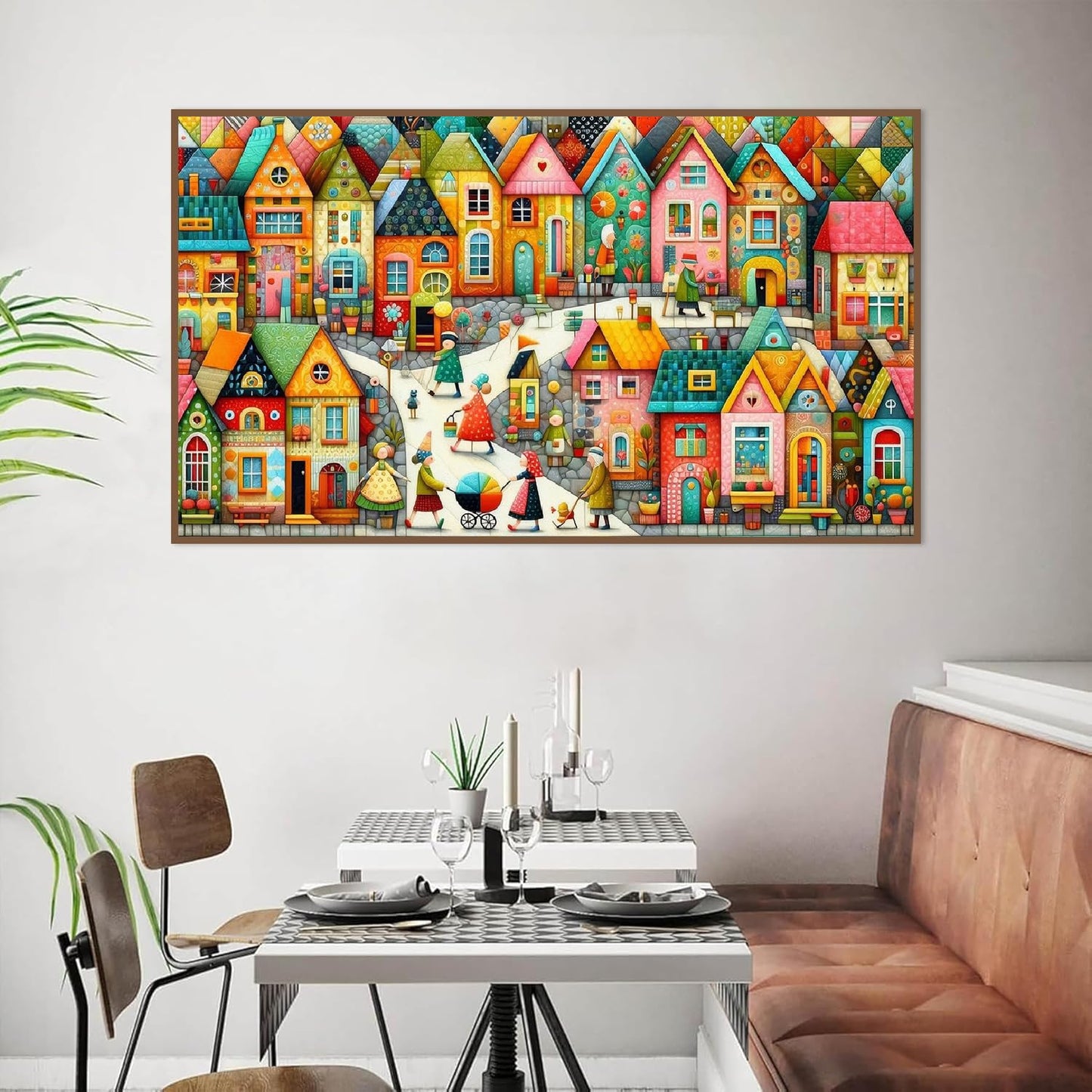 COHAYISY 5D Diamond Art Painting European Town Kit - DIY Paint with Diamond Art Abstract Round Full Drill Craft, Home Decor Embroidery Set with Canvas, Tools, Sparkling Diamonds 15.7x27.5 inch