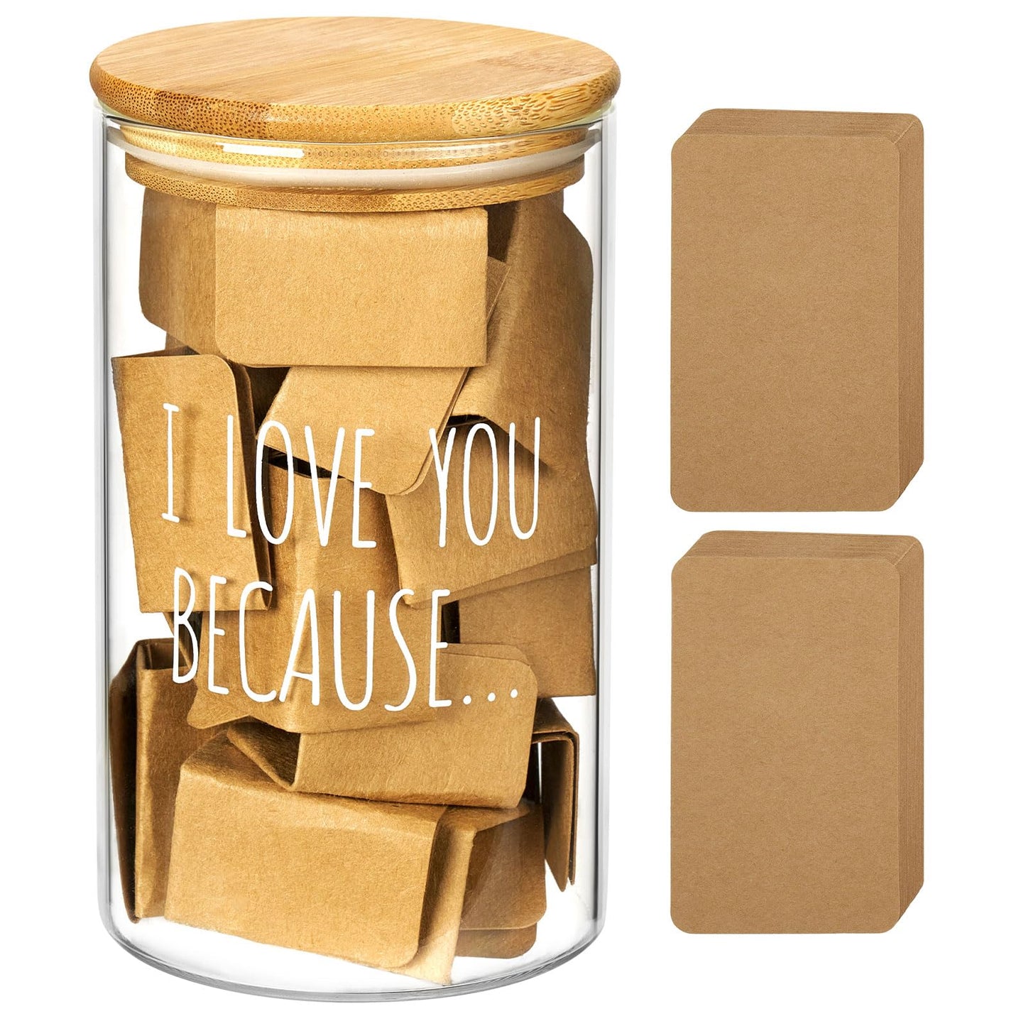 AW BRIDAL Reasons I Love You Memory Jar with 50 Blank Notes Gifts for Valentines Day Anniversary, Birthday, Long Distance Relationship Gift for Boyfriend Girlfriend, Husband Wife, Couples, Mom Dad