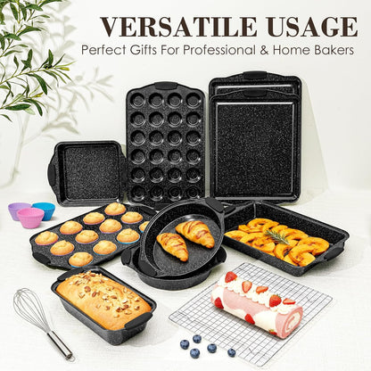 Skiennix Nonstick Baking Pans Set - Versatile Bakeware for Perfect Cooking | 3-Piece Set